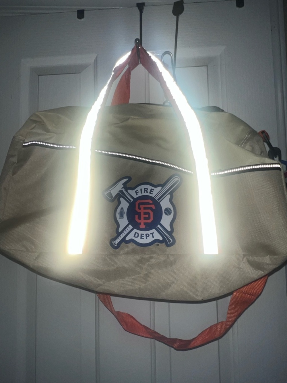 SF Fire Dept Beige Duffel Bag with Reflective Straps